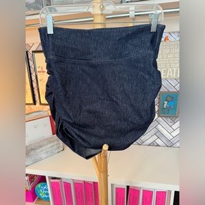 Halara High Waisted Bodycon Stretchy Knit Denim Mini Ruched Casual Skirt Size L